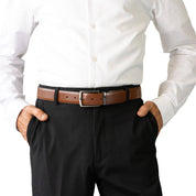 ALICK. Reversible. Split Cowhide Leather Belt.