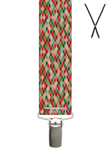 BRACES. Festive Diamond Print. 35mm width. Nickel Clips.
