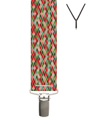 BRACES. Festive Diamond Print. 35mm width. Nickel Clips.