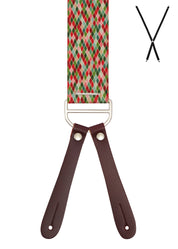 FESTIVE DIAMOND. Suspenders. Leather Ends.