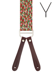 FESTIVE DIAMOND. Suspenders. Leather Ends.