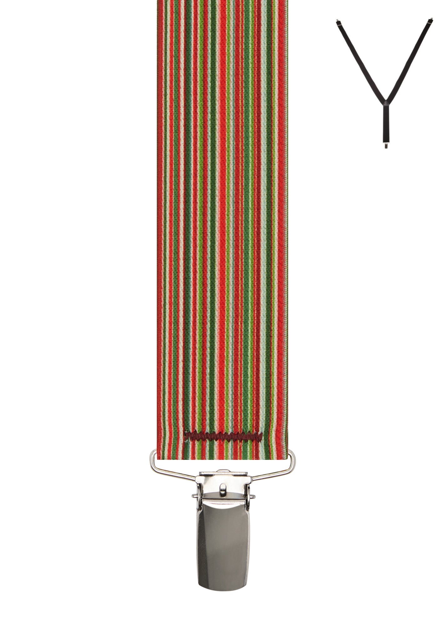 FESTIVE STRIPE. Suspenders. Nickel Clips.