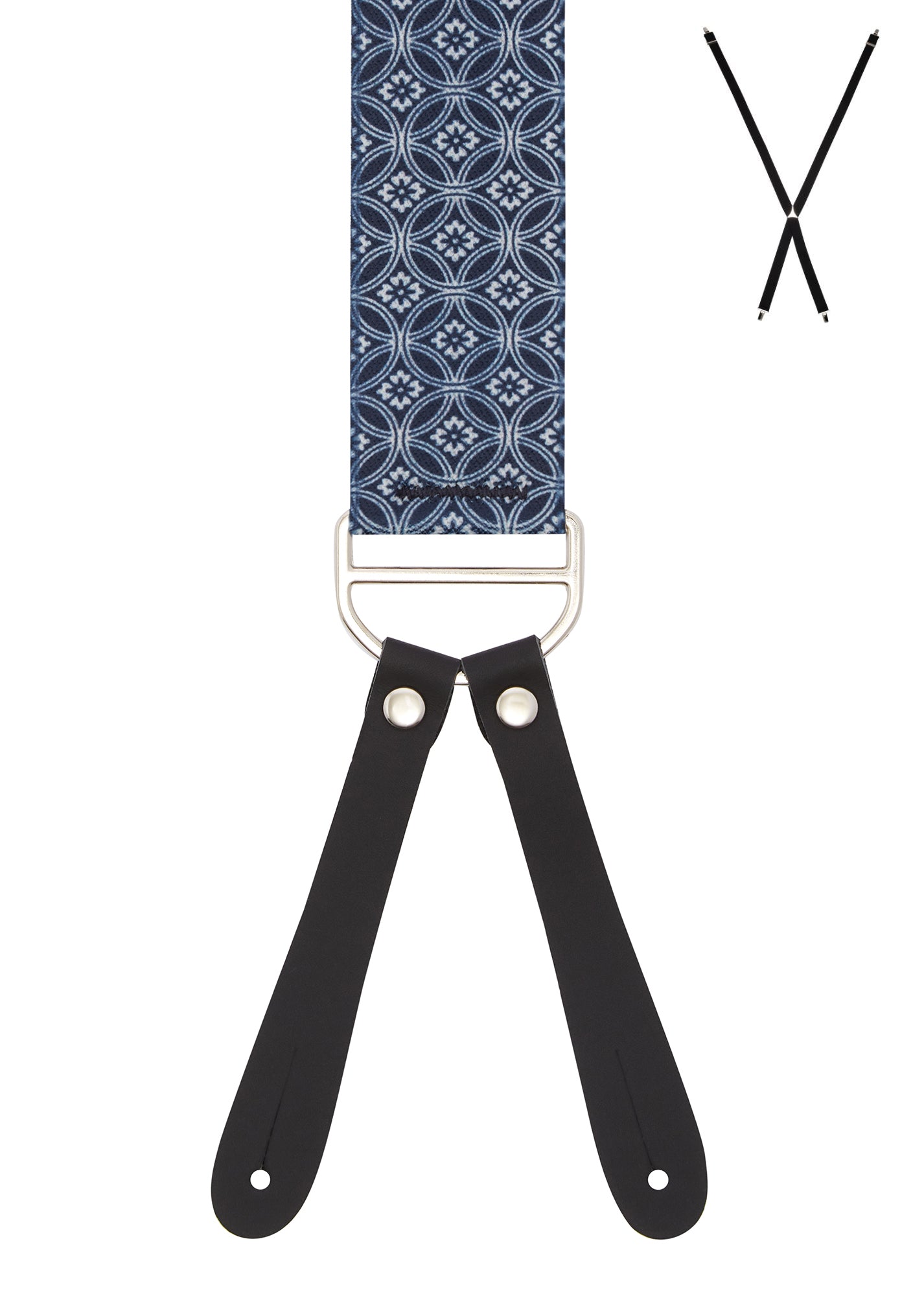 BRACES. Floral Lattice Print. 35mm width. Leather Ends.