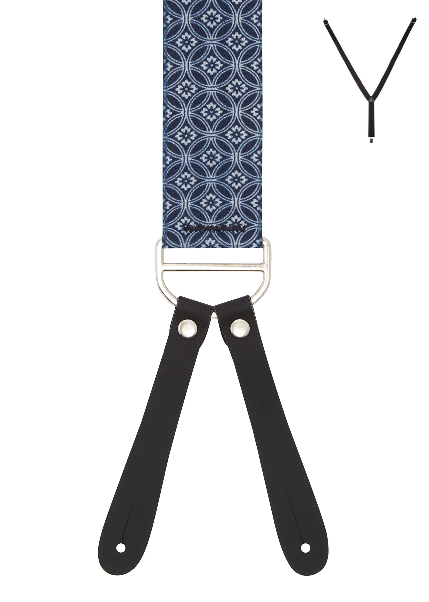 BRACES. Floral Lattice Print. 35mm width. Leather Ends.