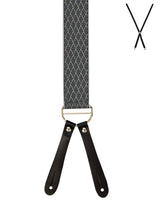 BRACES. Diamond Print. 35mm width. Leather Ends.