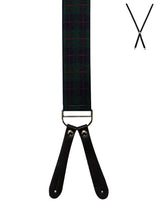 BRACES. Plaid Print. 35mm width. Leather Ends.