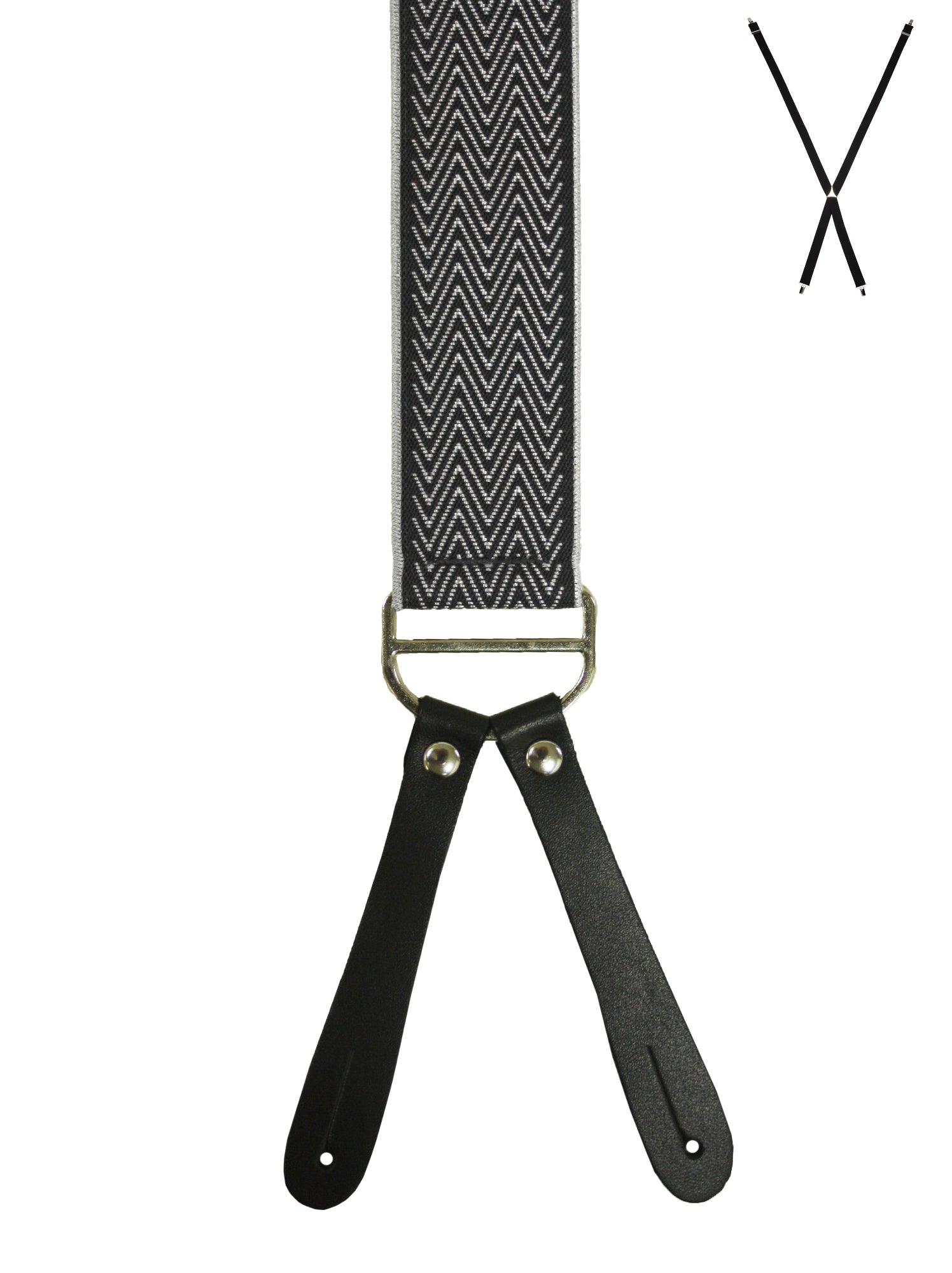 CHEVRON. Suspenders. Leather Ends.