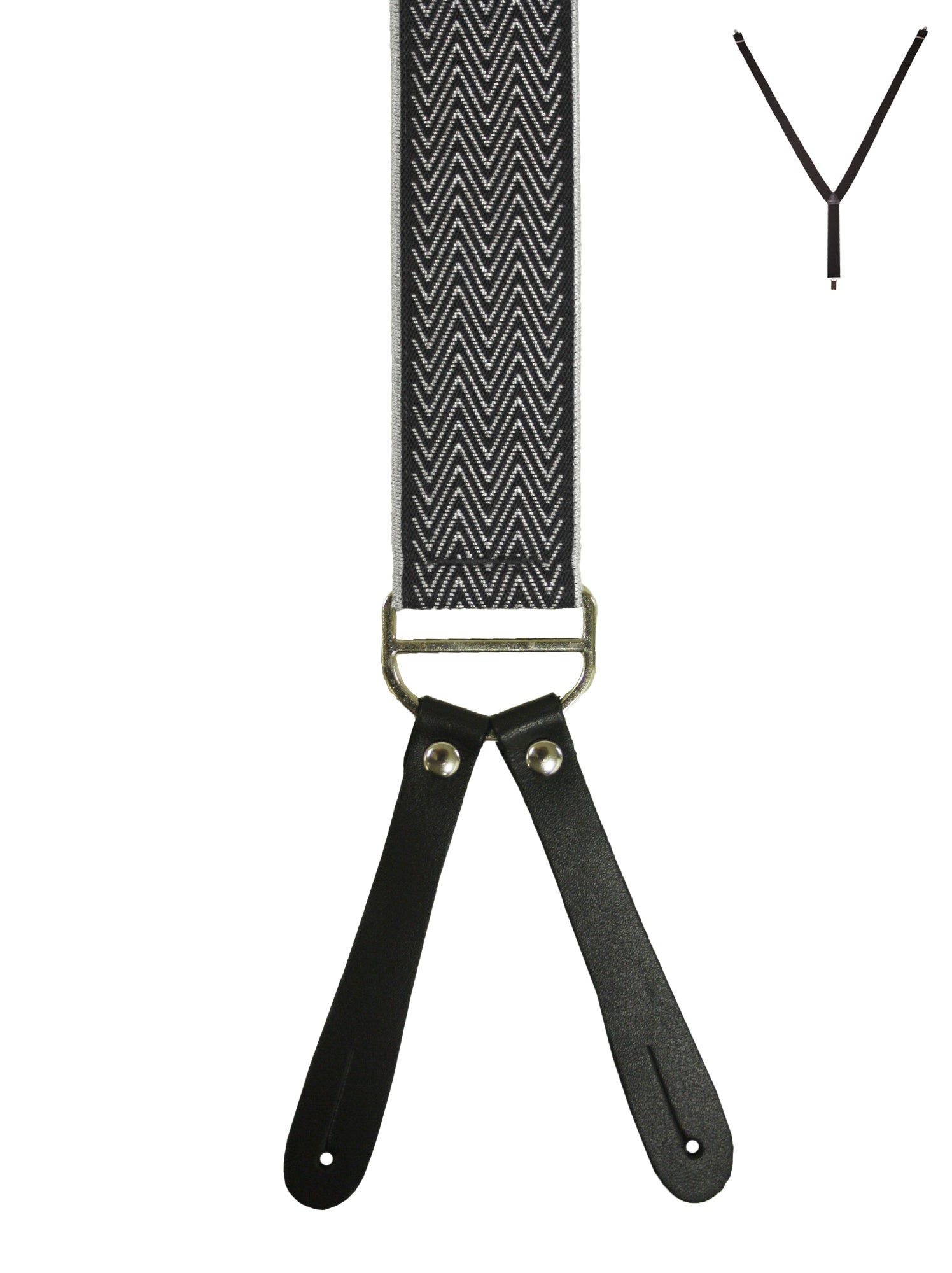 CHEVRON. Suspenders. Leather Ends.