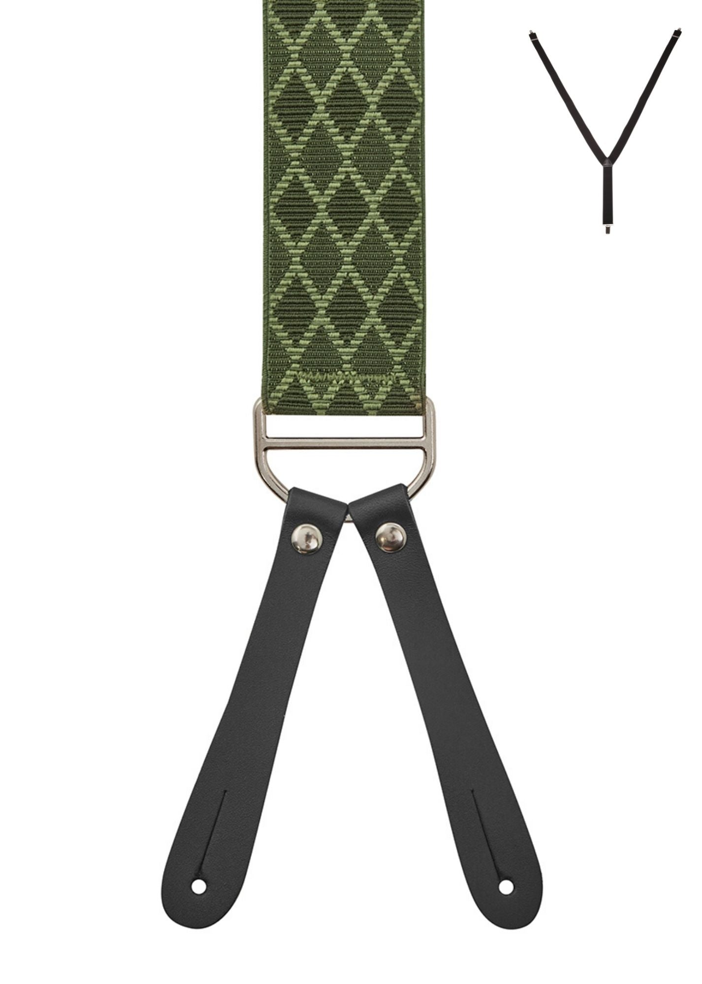 HARLEQUIN. Suspenders. Leather Ends.