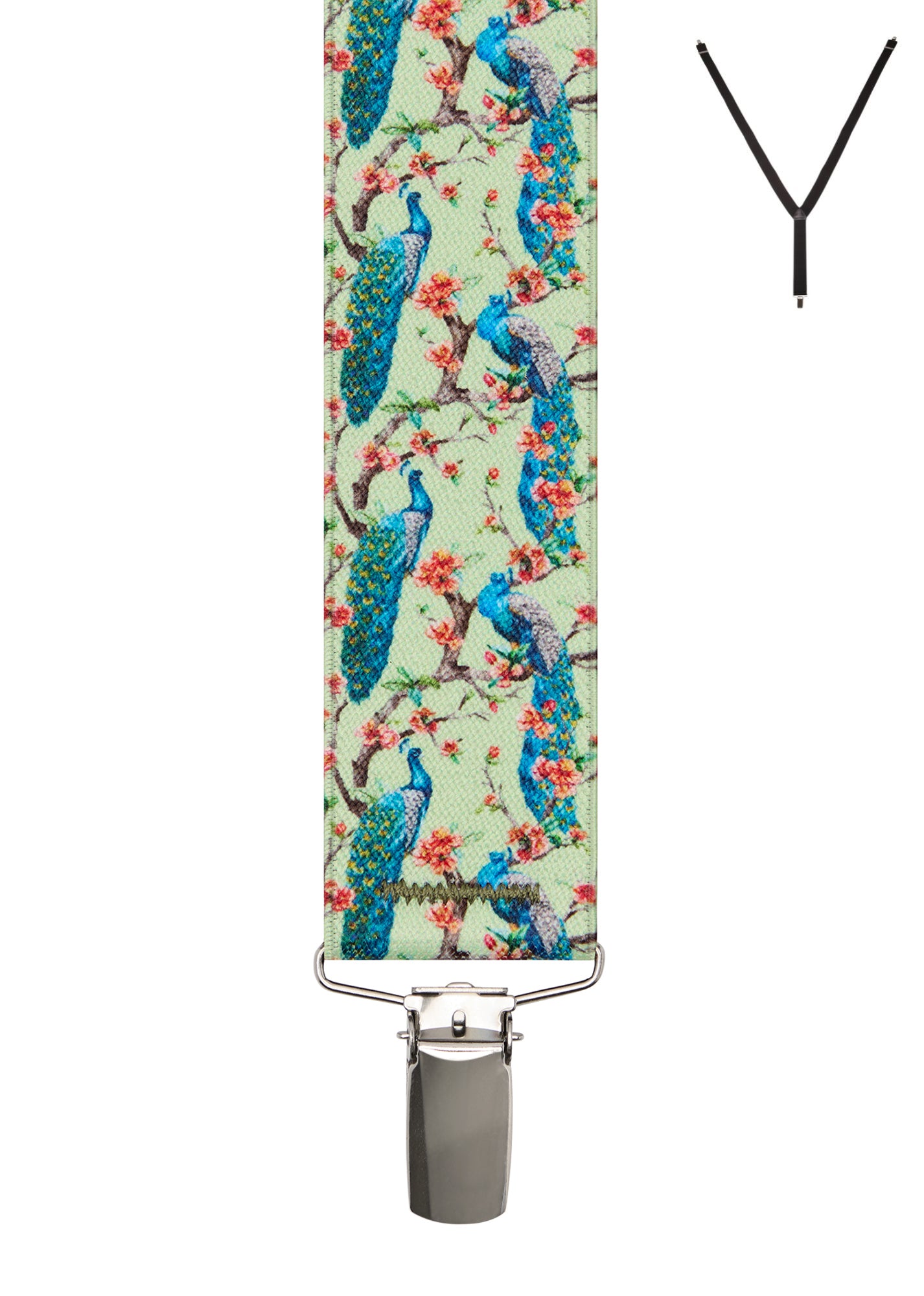 ORNAMENTAL PEACOCK. Suspenders. Nickel Clips.