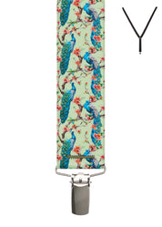 ORNAMENTAL PEACOCK. Suspenders. Nickel Clips.