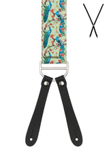 BRACES. Peacock Print. 35mm width. Leather Ends.