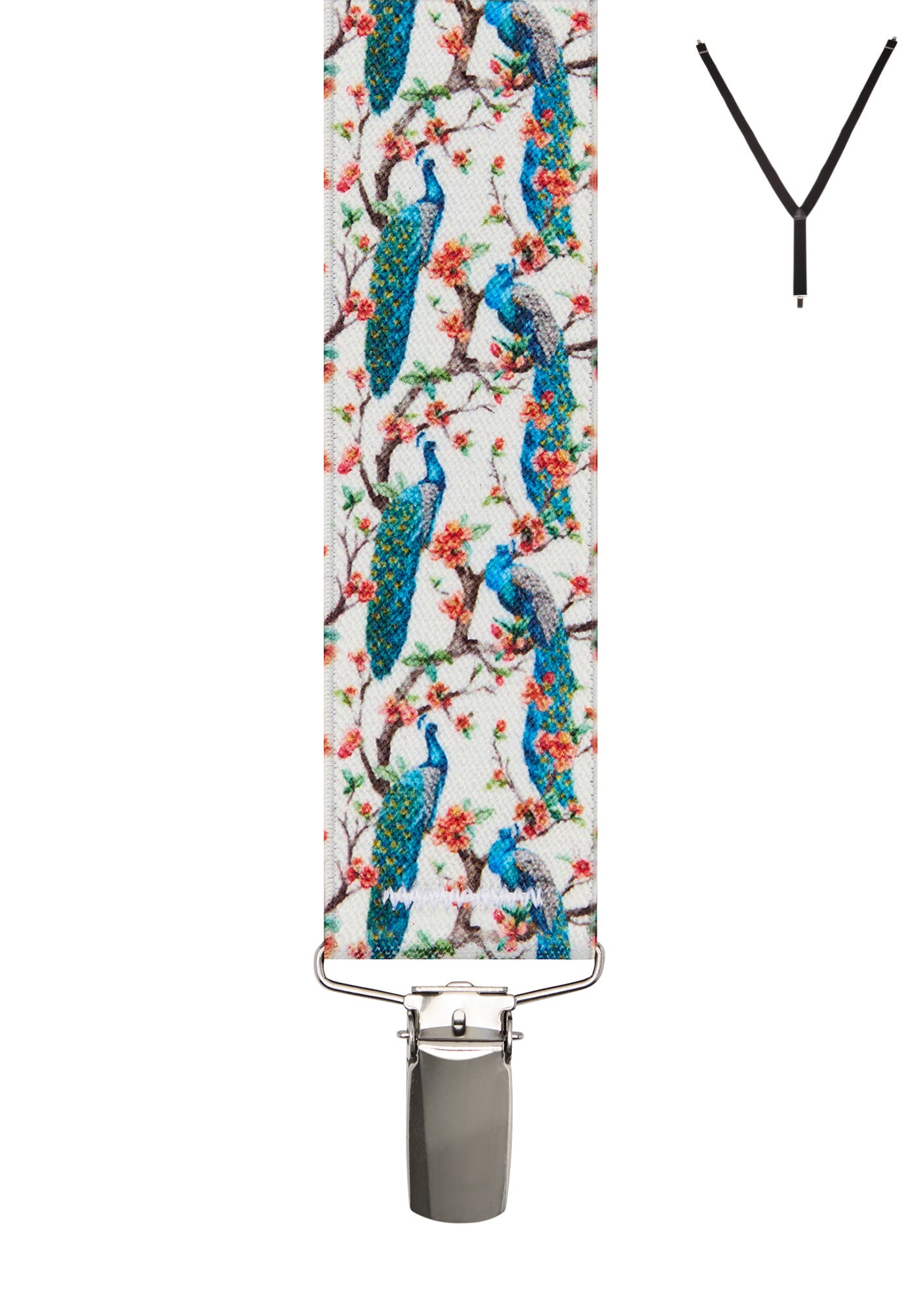 ORNAMENTAL PEACOCK. Suspenders. Nickel Clips.