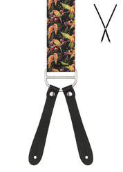 PLAYFUL PARROT. Suspenders. Leather Ends.