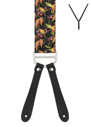PLAYFUL PARROT. Suspenders. Leather Ends.