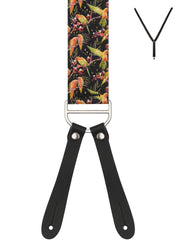 PLAYFUL PARROT. Suspenders. Leather Ends.