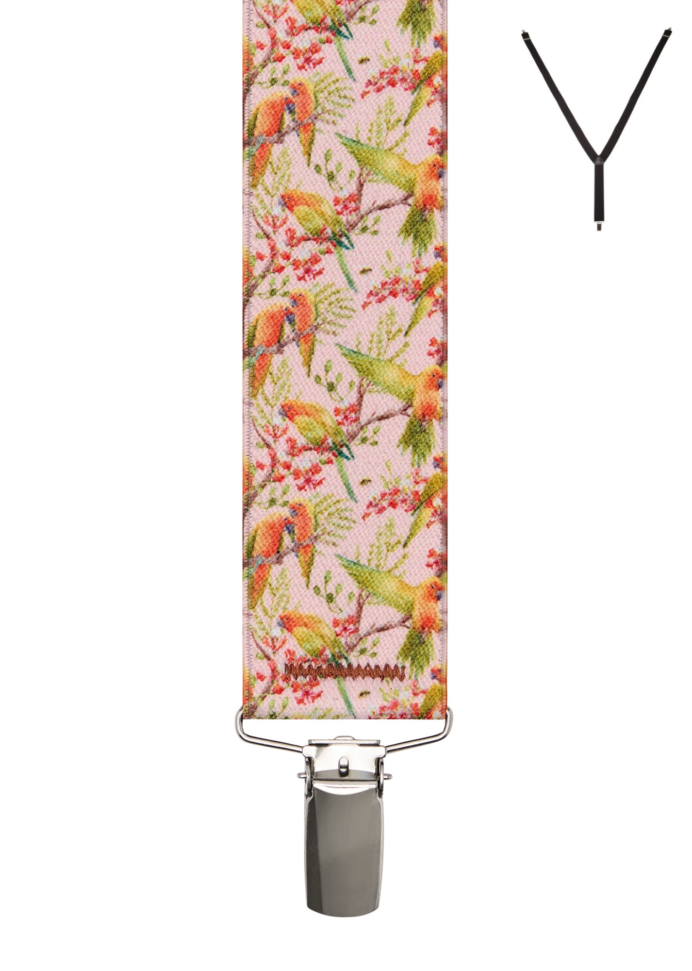 PLAYFUL PARROT. Suspenders. Nickel Clips.