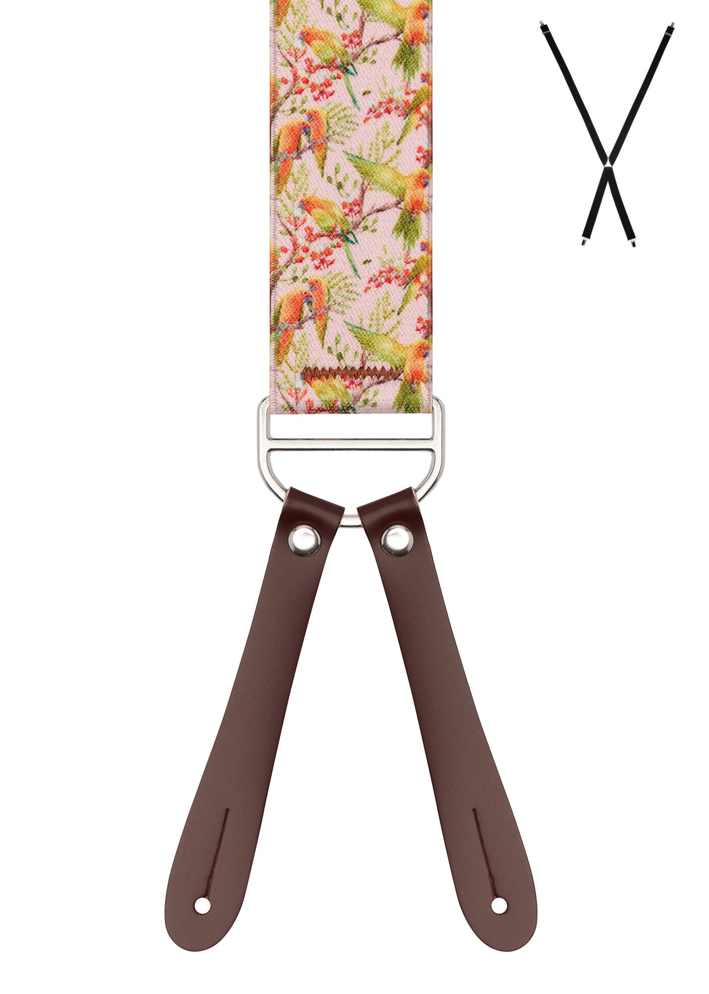 PLAYFUL PARROT. Suspenders. Leather Ends.