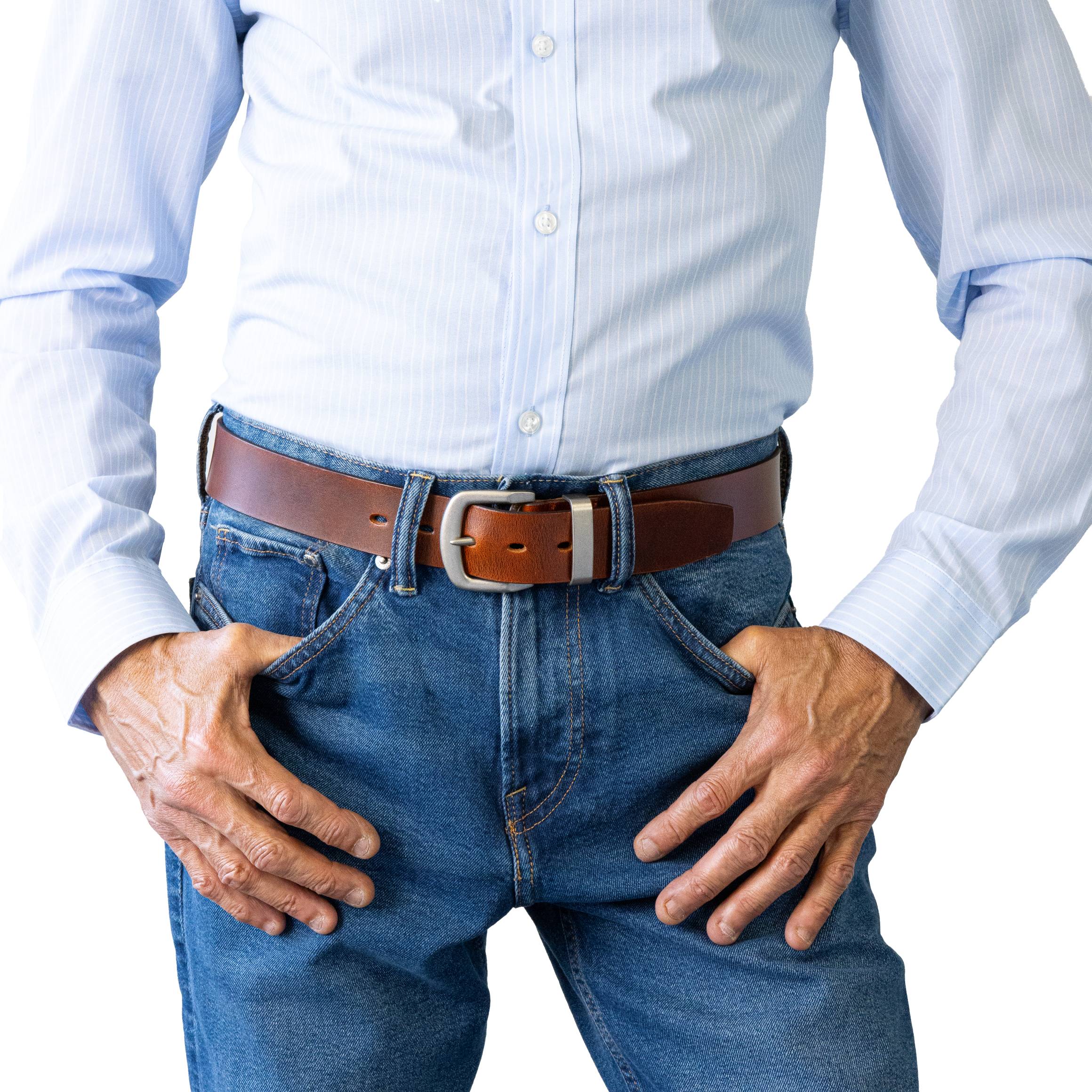 BRONCO. Full Grain Natural Leather Belt. 38mm width.