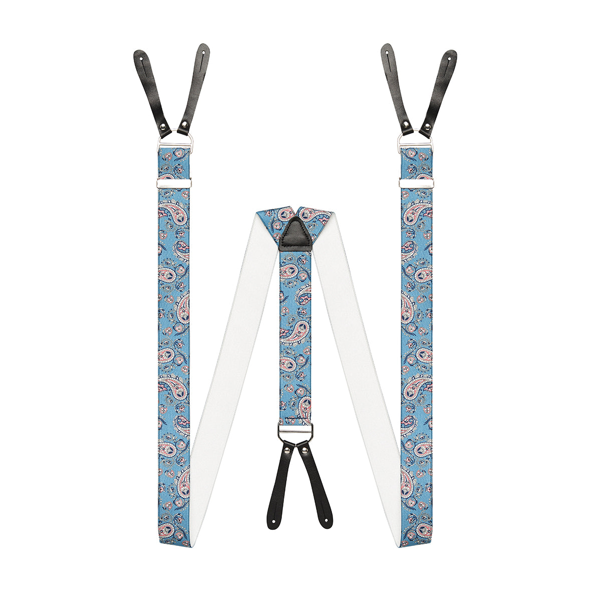 BRACES. Paisley Print. 35mm width. Leather Ends.
