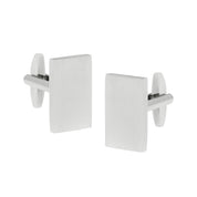 CUFFLINKS. Nickel Brushed. Rectangular. Supplied in case.