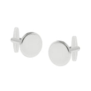 CUFFLINKS. Nickel Brushed. Round. Supplied in case.