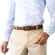 CLARKE Tan. Auto Leather Belt. 35mm width.