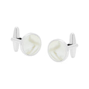 MOTHER OF PEARL. Round Nickel. Cufflinks.