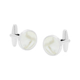 MOTHER OF PEARL. Round Nickel. Cufflinks.