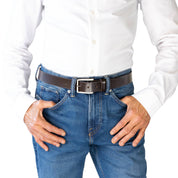 HALSTON. Buffalo Leather Belt. 35mm width.