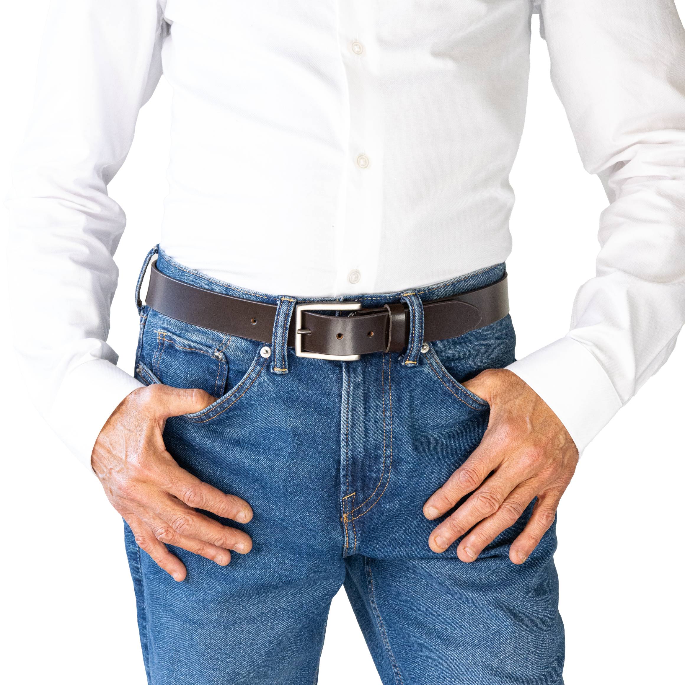 HALSTON. Buffalo Leather Belt. 35mm width.