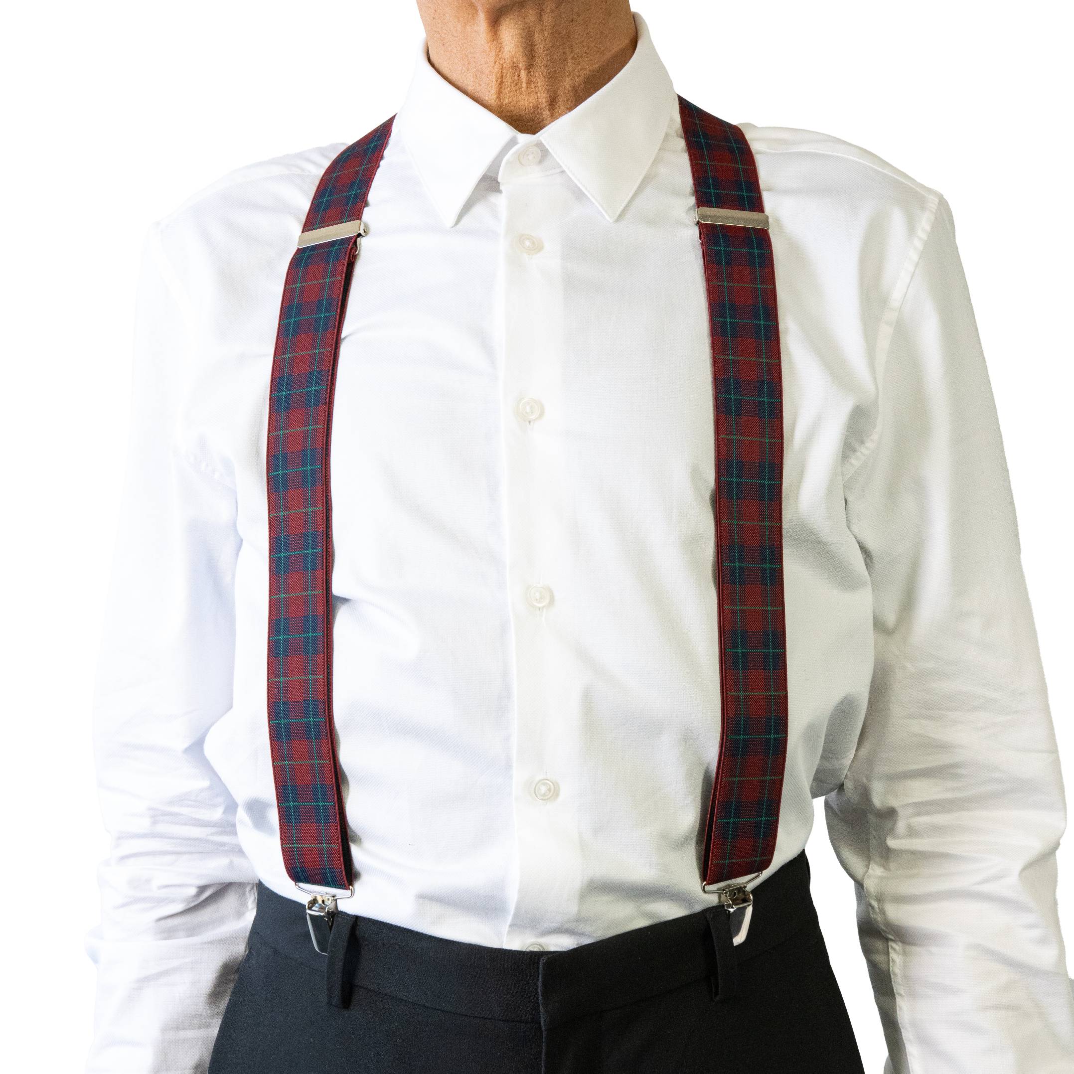 BRACES. Plaid Print. 35mm width. Nickel Clips.