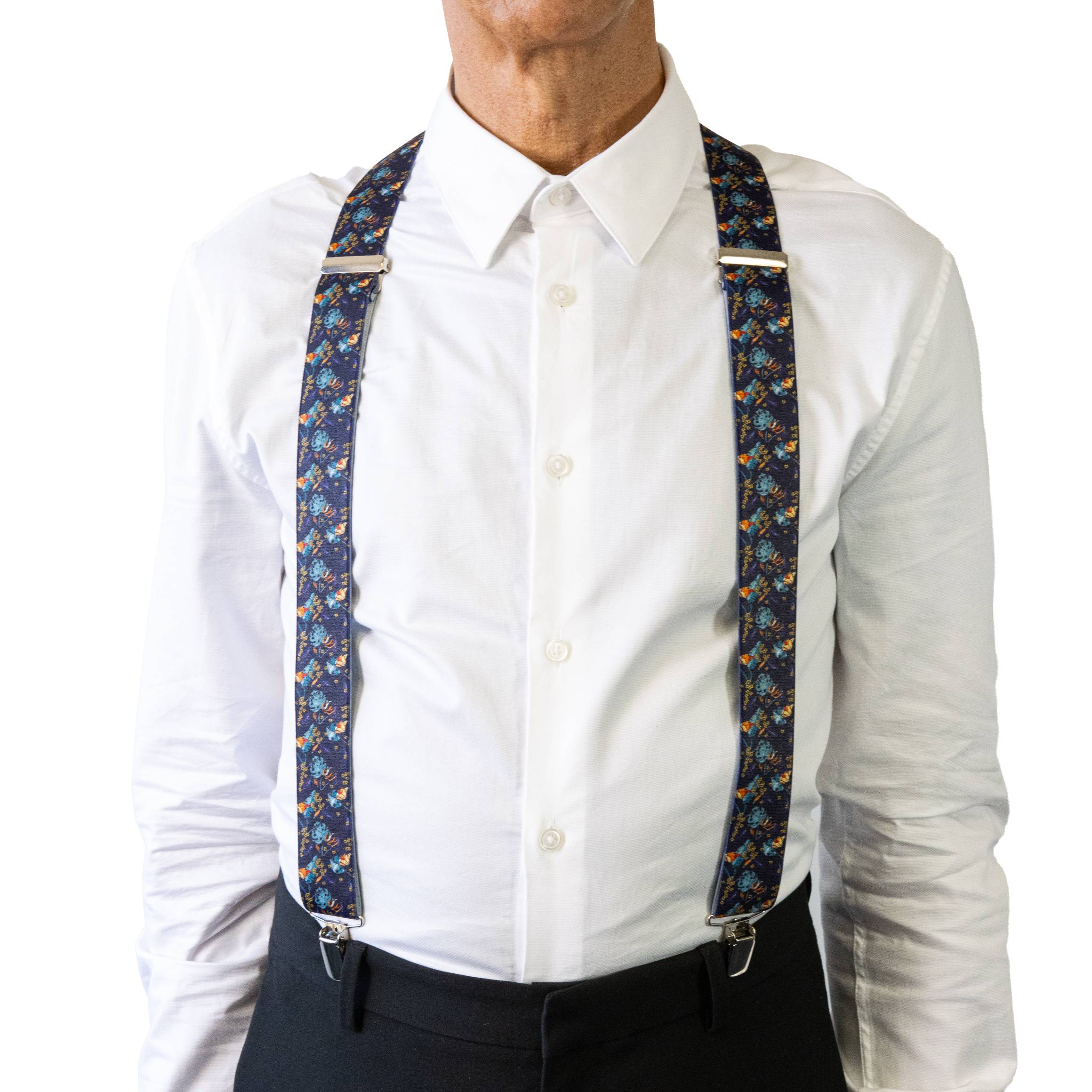 BRACES. Tropical Print. 35mm width. Nickel Clips.
