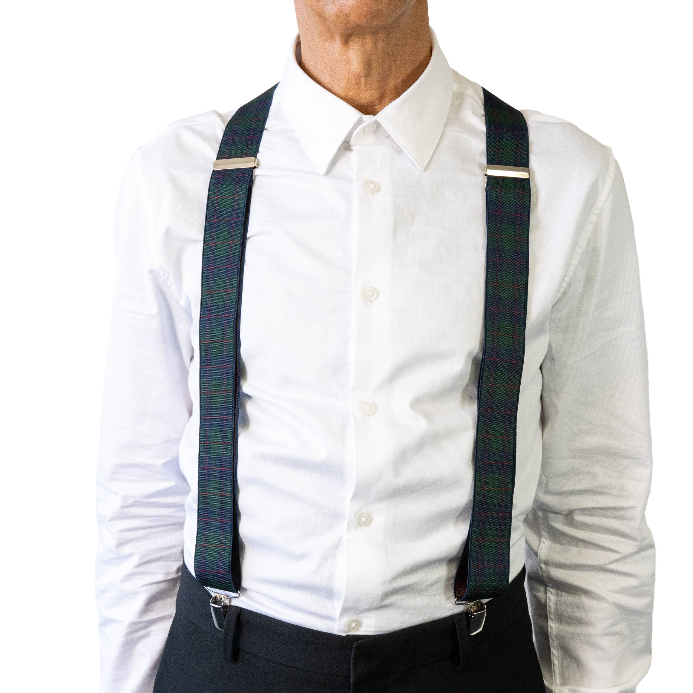 BRACES. Plaid Print. 35mm width. Nickel Clips.
