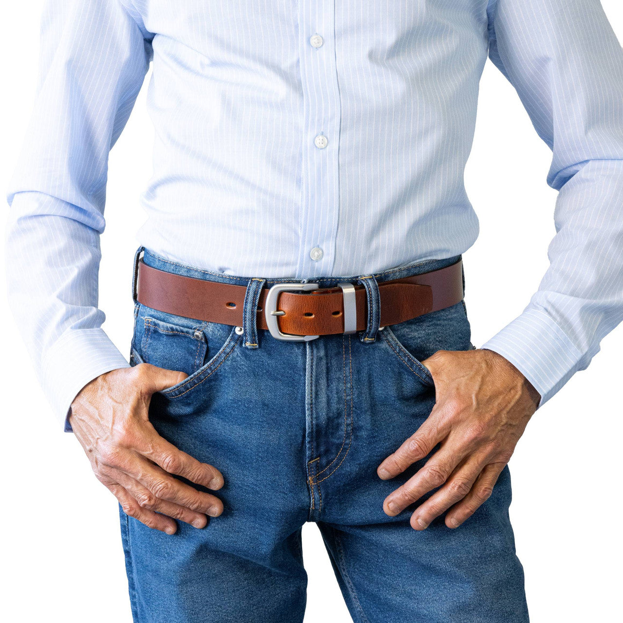 STATION. Full Grain Natural Leather Belt.
